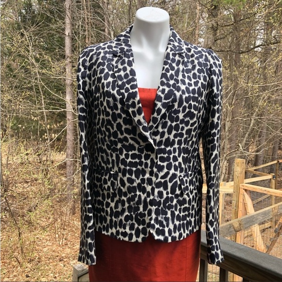 Kate Spade leopard print lined silk blazer size 6